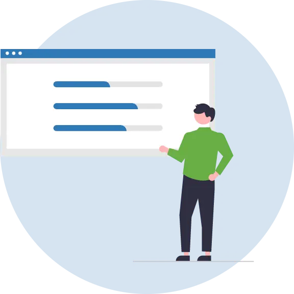 graphic of man standing next to screen explaining strategy