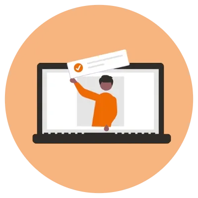 graphic of a man advertising on a computer screen to indicate ad performance