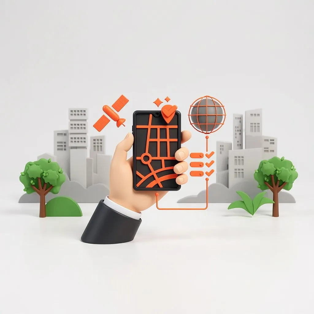 Graphic of a map on a cell phone with a local service location marked.