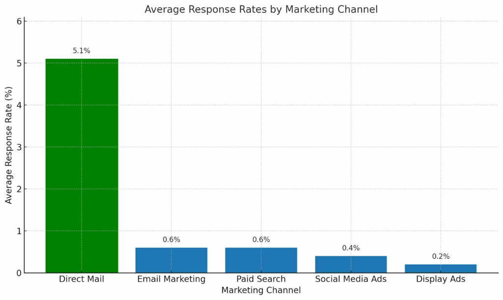 average response rates by marketing channel graph