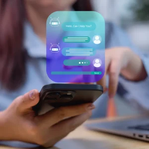 Quick response on mobile phone to customer questions with an AI agent.