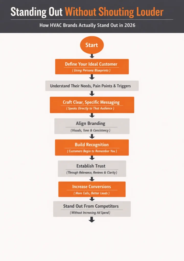 Flow chart for the best route to take to win HVAC customers.